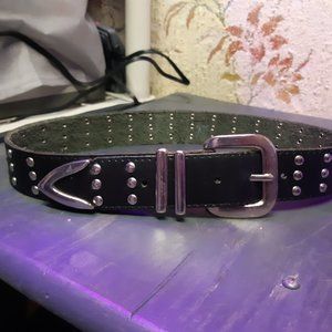Vintage Studded Leather Belt Black